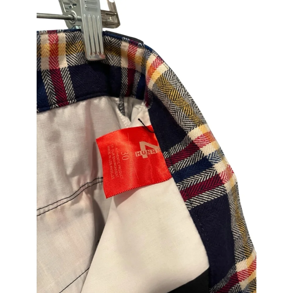 4Hunnid x Snoop Dogg Embroidered Chino Pants Size 30 Plaid Embroidered Hip Hop